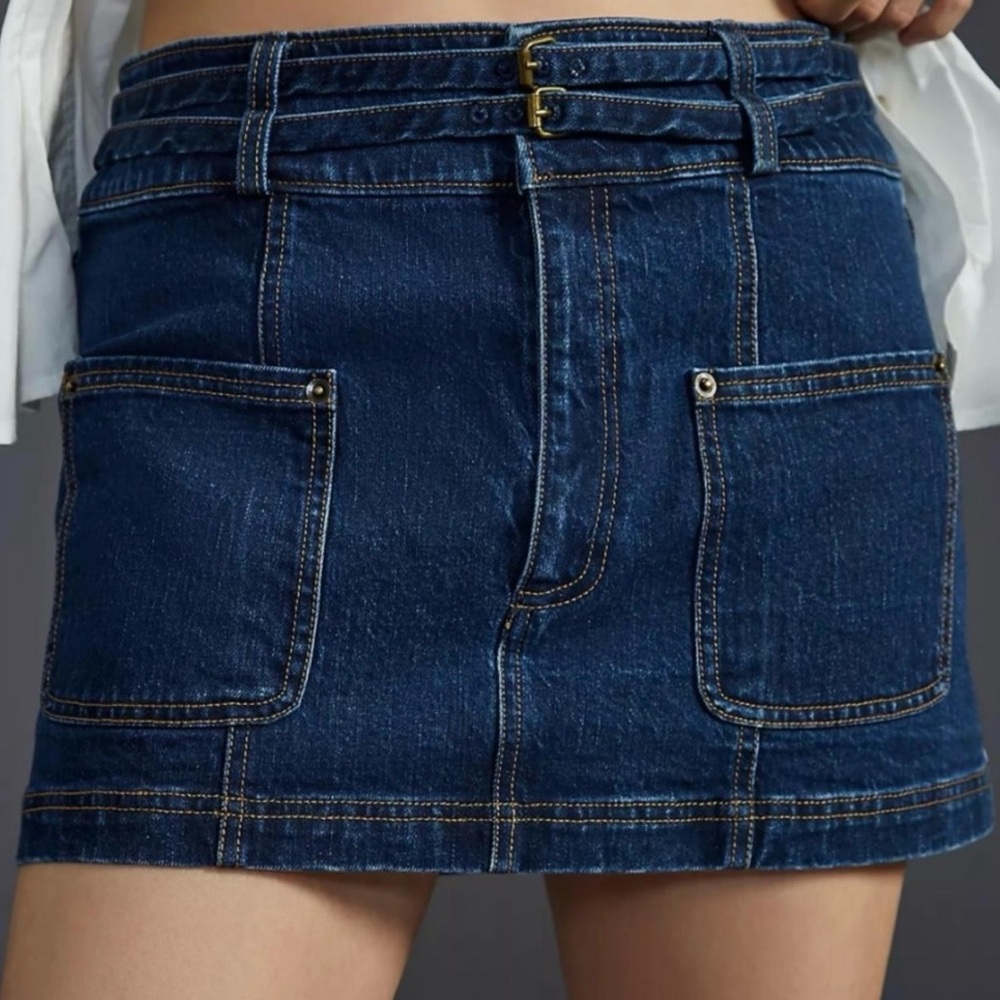 Pilcro (Anthropologie) Belted Denim Mini Skirt | 8 NWT